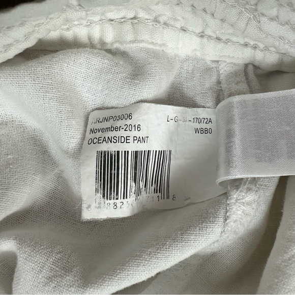 ROXY Oceanside Linen Blend Mid-Rise Flared 32” Inseam Pant White Size Large - Picture 14 of 14